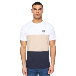 Henleys Mens Henpanel Colour Block Cotton T-Shirt / White